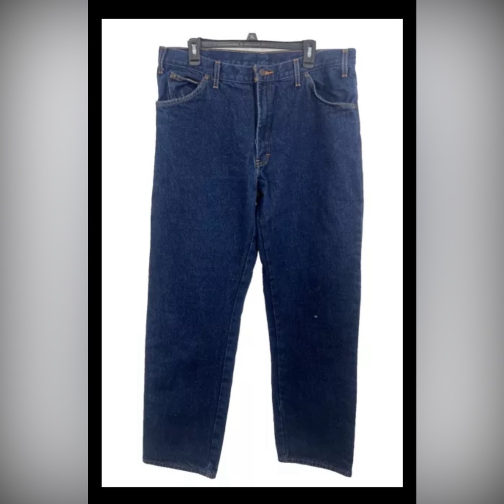 Dickies Flannel Lined Men’s Blue Relaxed Fit Outdoor Work Jeans Size 38 X 34